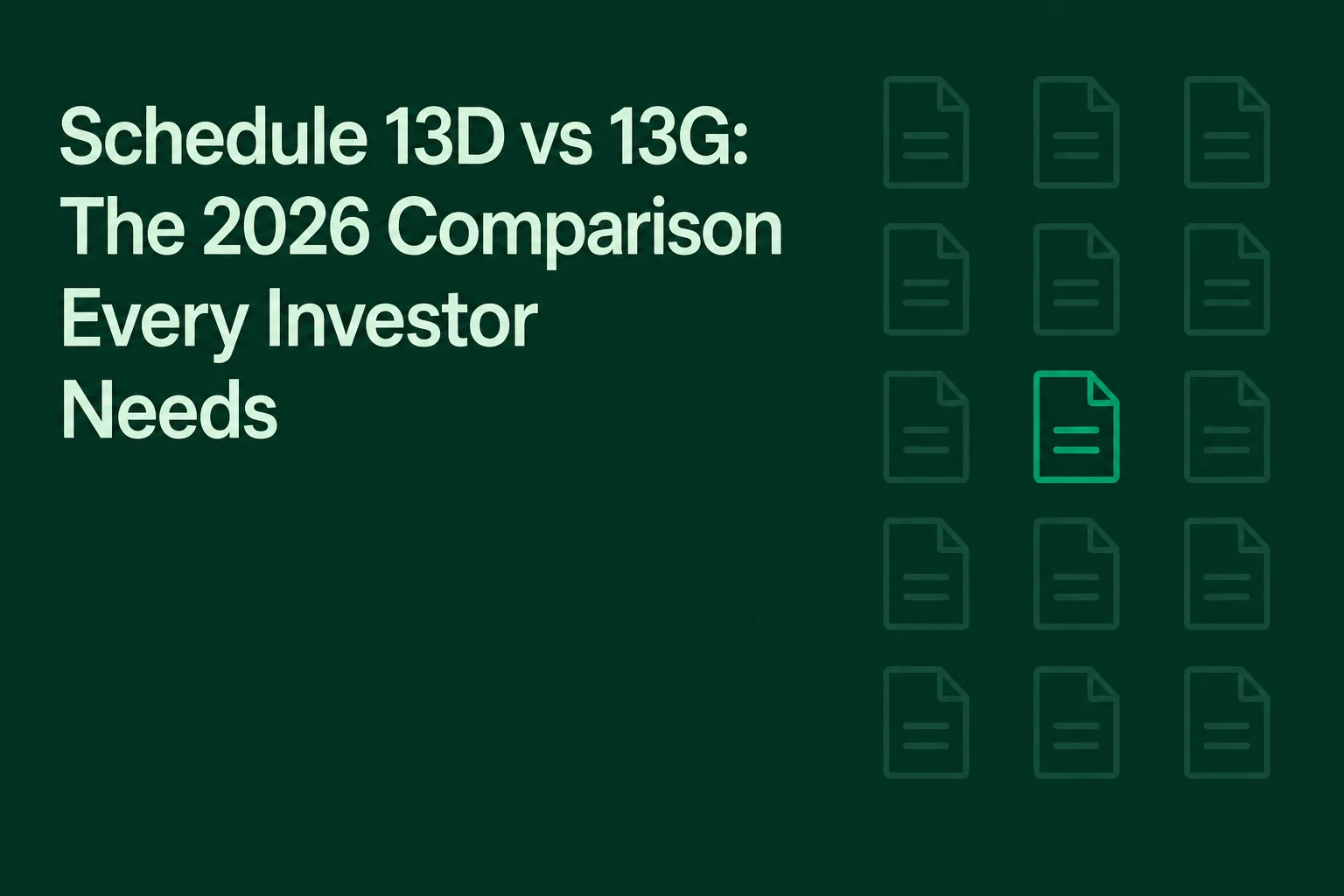 Schedule 13D vs 13G: The 2026 Comparison Every Investor Needs