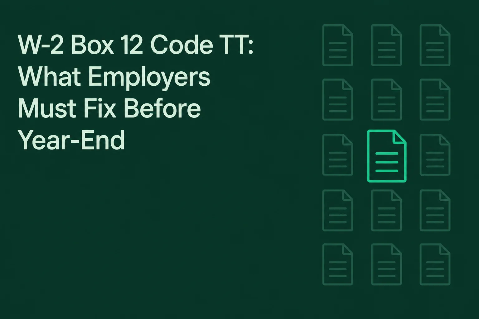 W-2 Box 12 Code TT: What Employers Must Fix Before Year-End