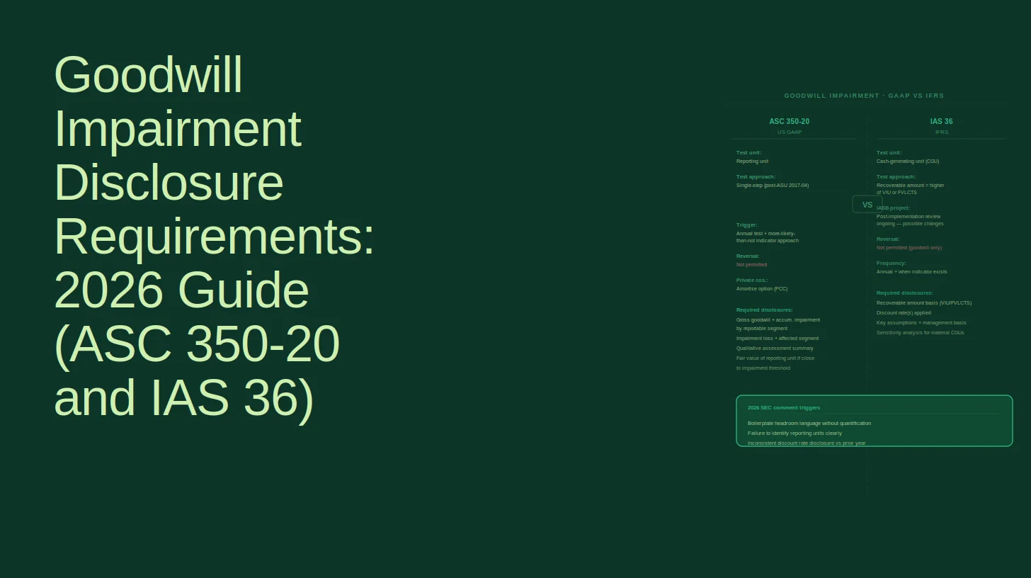 Goodwill Impairment Disclosure Requirements: 2026 Guide (ASC 350-20 and IAS 36)