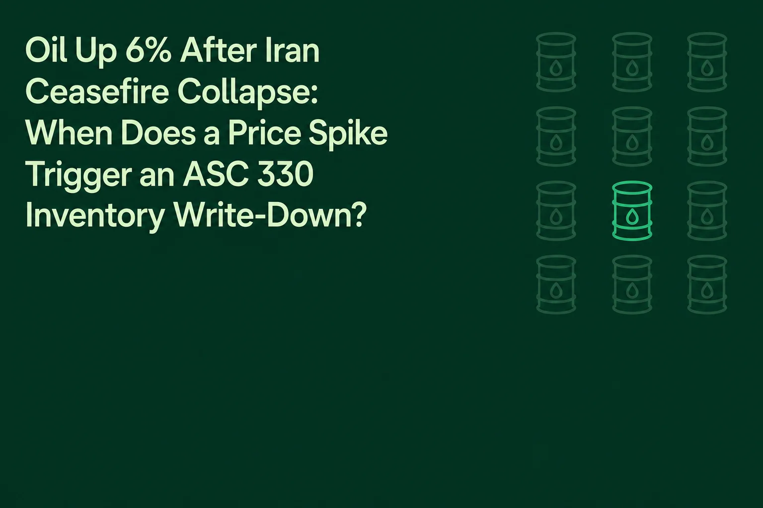 Oil Up 6% After Iran Ceasefire Collapse: When Does the Price Spike Trigger an ASC 330 Inventory Write-Down?