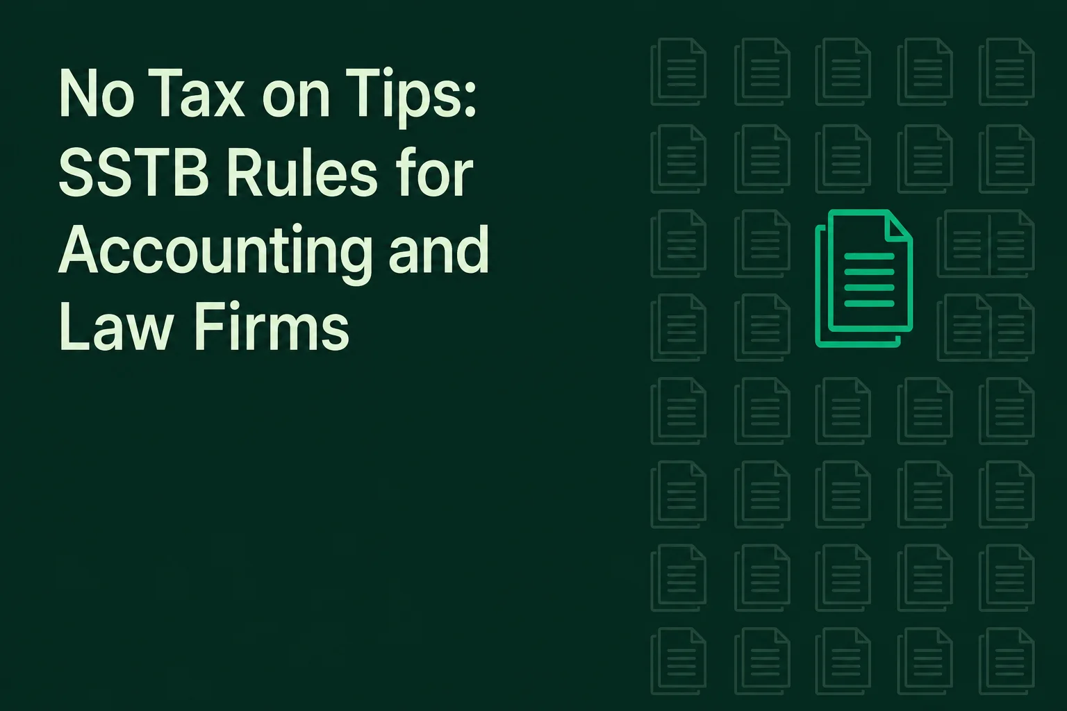 No Tax on Tips: SSTB Rules for Accounting and Law Firms