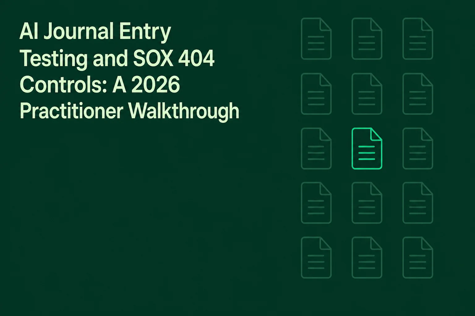 AI Journal Entry Testing and SOX 404 Controls: A 2026 Practitioner Walkthrough